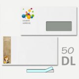 50 enveloppes DL 110x220 mm